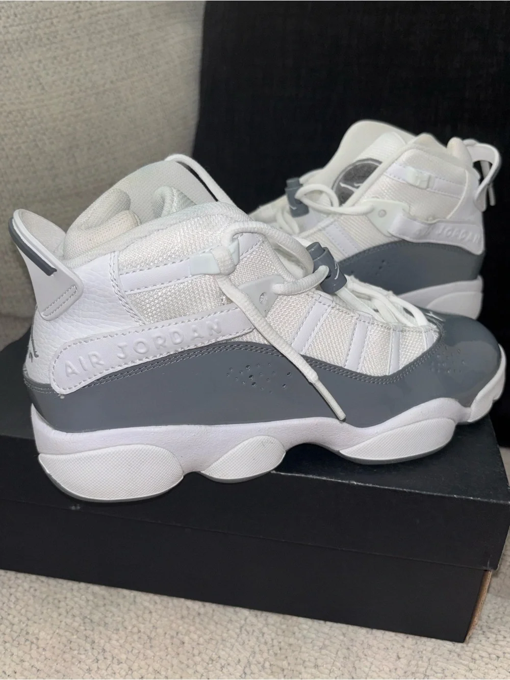 Jordan 6 Rings Youth Sneakers in White & Gray